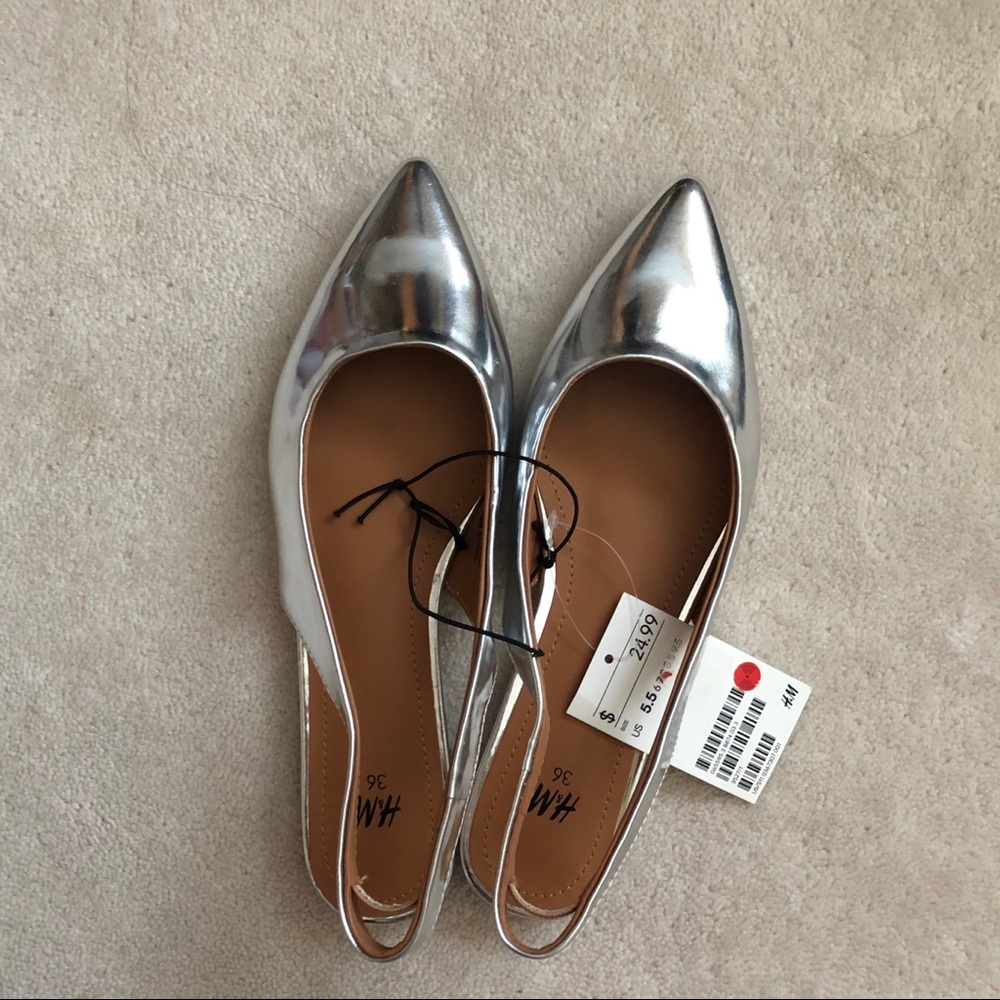 Silver metallic heels